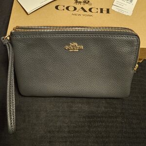 Coach Midnight Blue Leather Wristlet